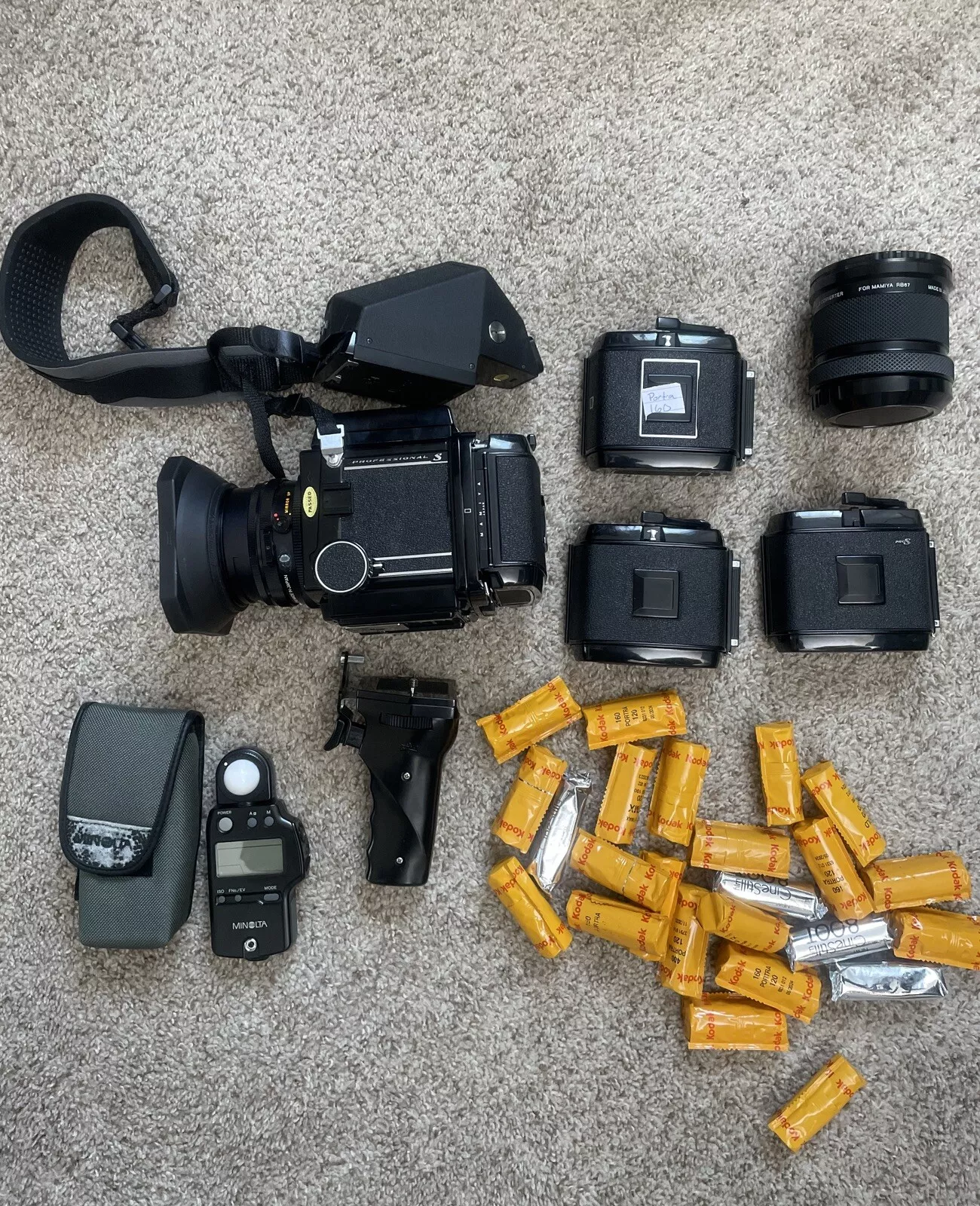 vintage camera with photography accessories