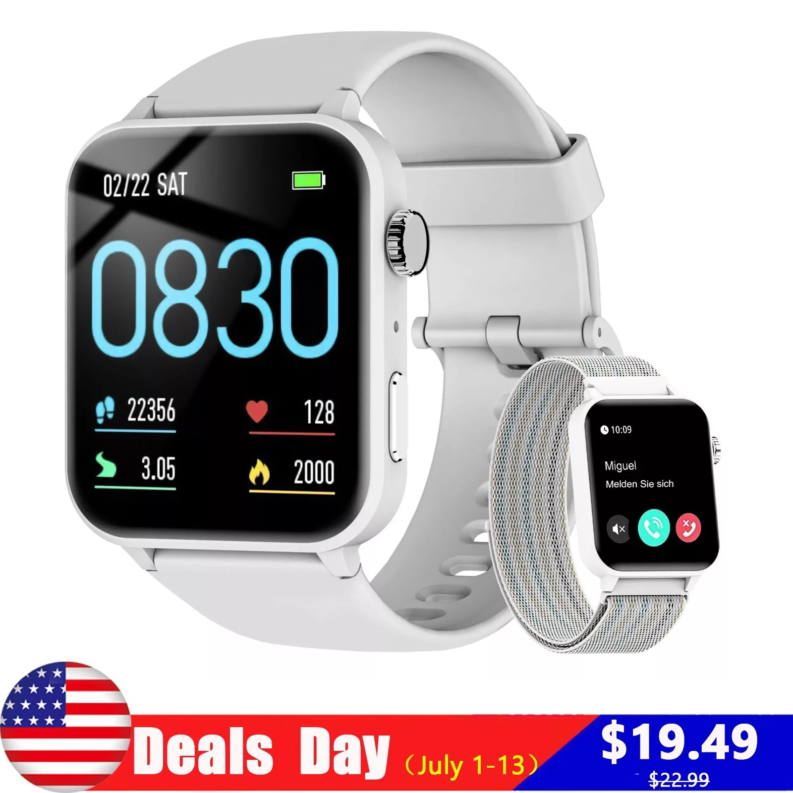 2025 Smart Watch For Men/Women, Waterproof Smartwatch Bluetooth iPhone Samsung