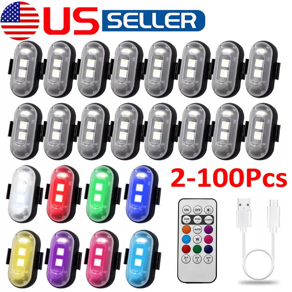 Rechargeable RGB LED Strobe Light Wireless Remote Control For Car Bike Drone Lot